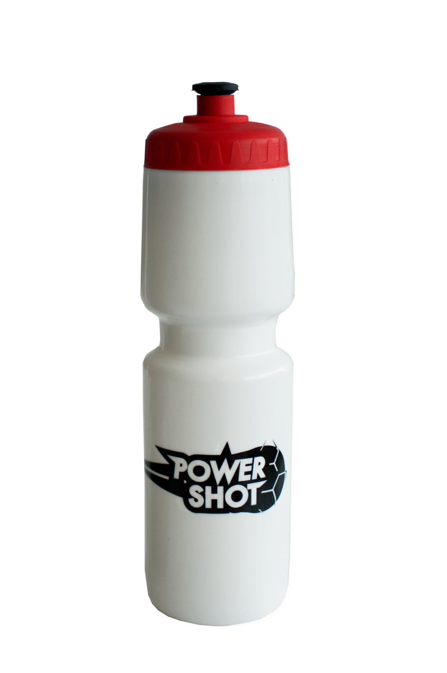POWERSHOT® Water Bottle white bottle with red cap