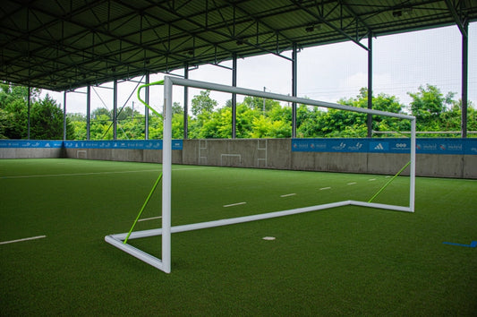 Transportabelt fotballmål 11 mot 11 – grønn aluminiumsramme, 7,32 x 2,44 m