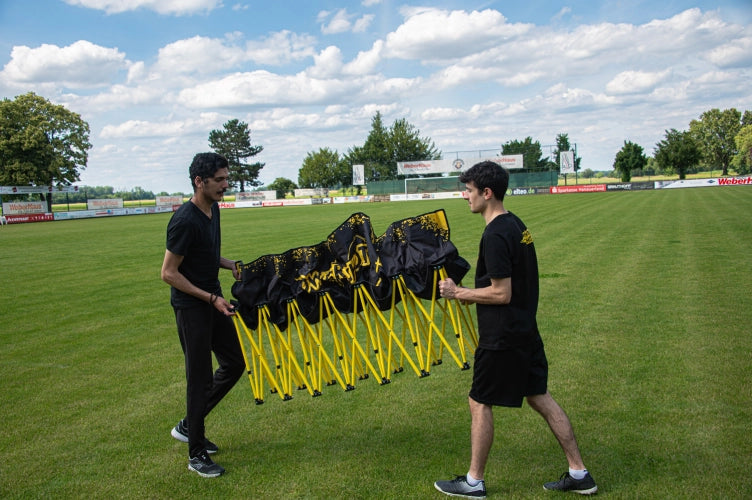 Sammenleggbar 6-seters benk – Gul og svart Sports Invention AS